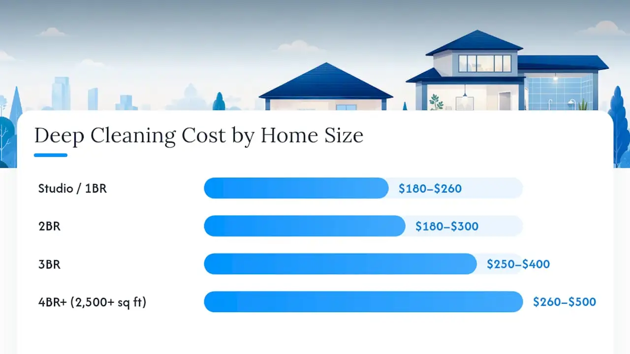 Diagram of deep cleaning cost and time by home size