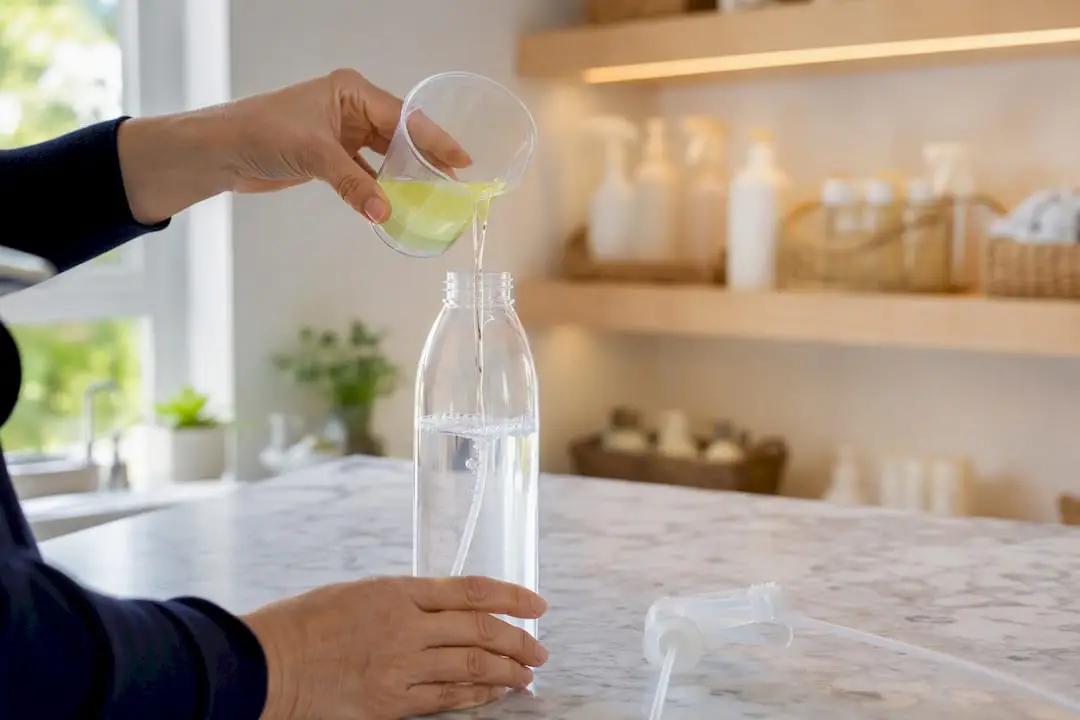 Cleaner diluting cleaning concentrate in utility sink