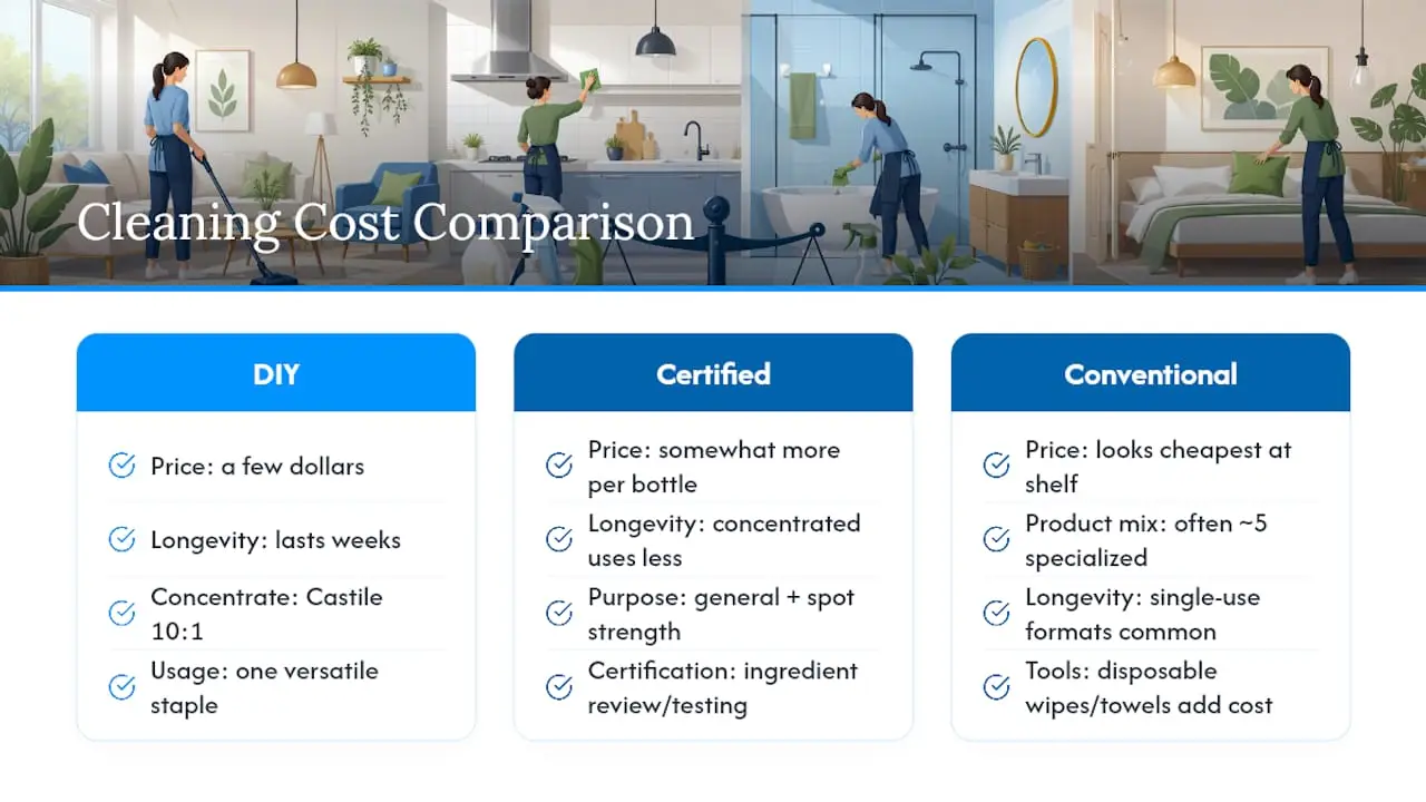 Cost comparison of eco-friendly versus conventional cleaning