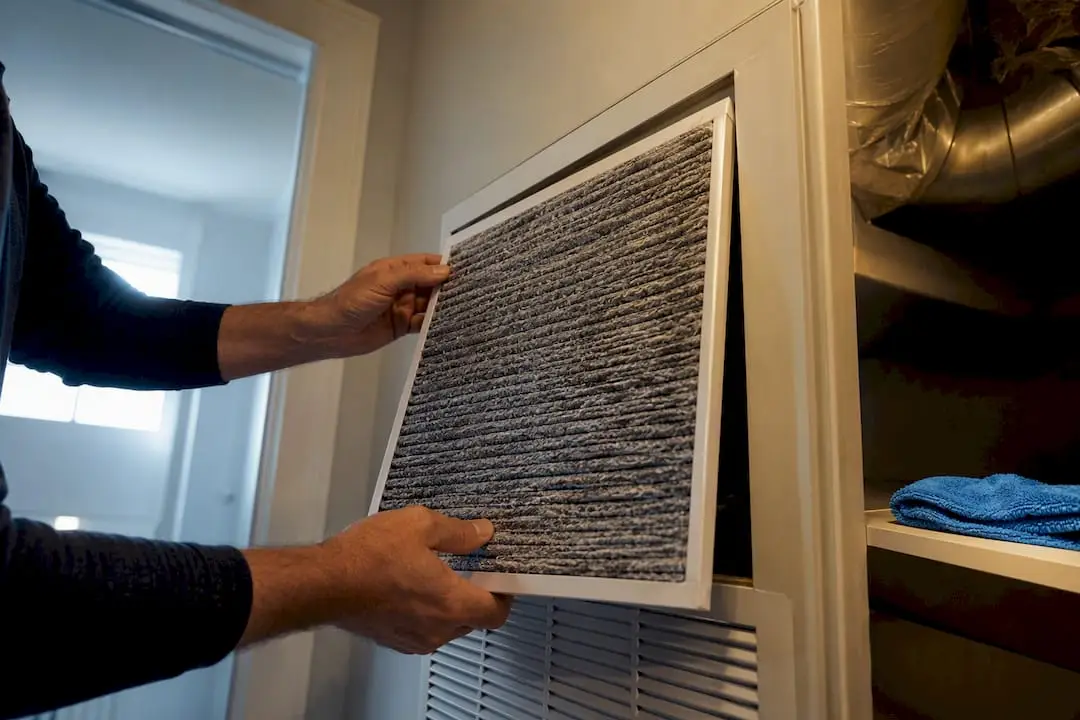 HVAC filter being changed in home