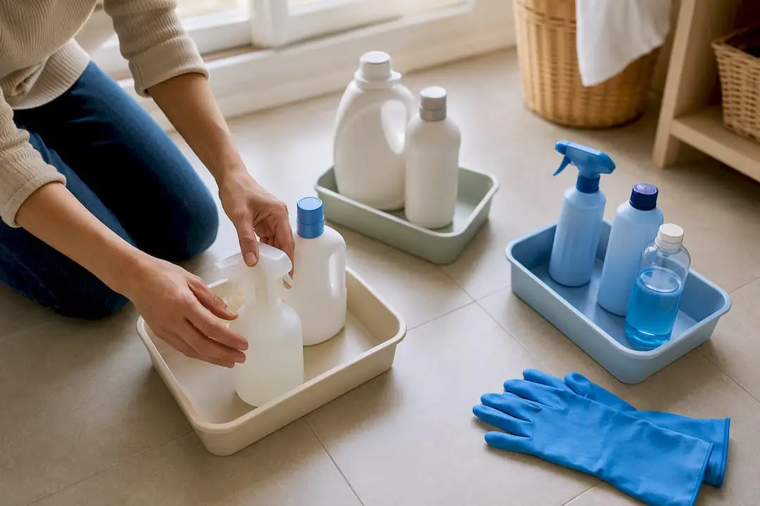 Cleaning containers separated for safe disposal