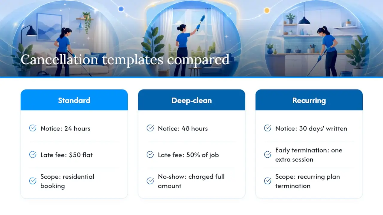 Comparison of three cancellation policy timelines