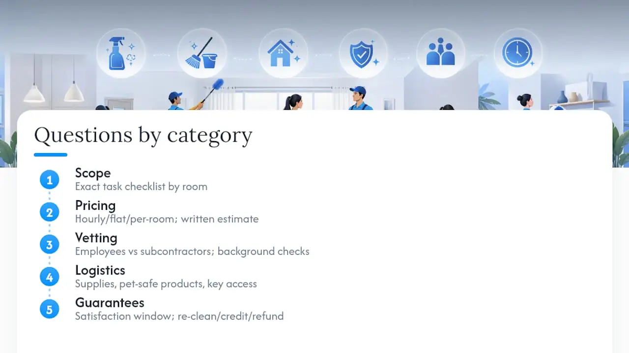 Five categories for evaluating cleaning services