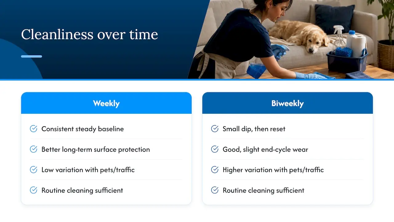 Weekly and biweekly cleanliness curves