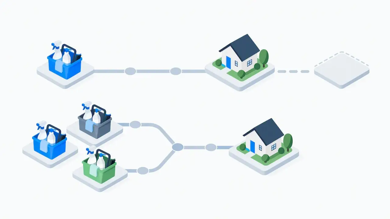 Illustration comparing solo and backup cleaner coverage