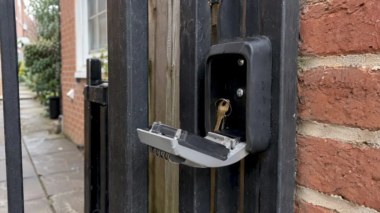 Spare key inside a mounted combination lockbox