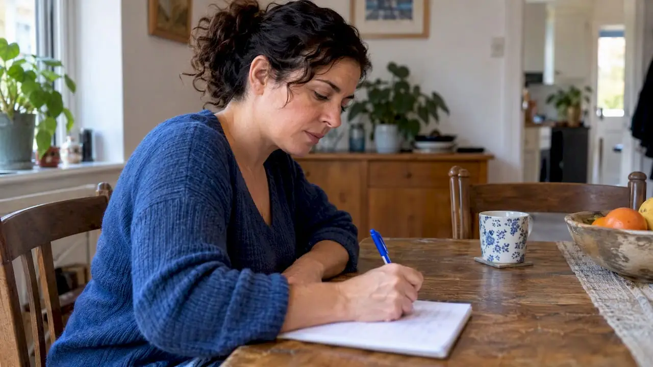 Homeowner writing instructions for a cleaning visit